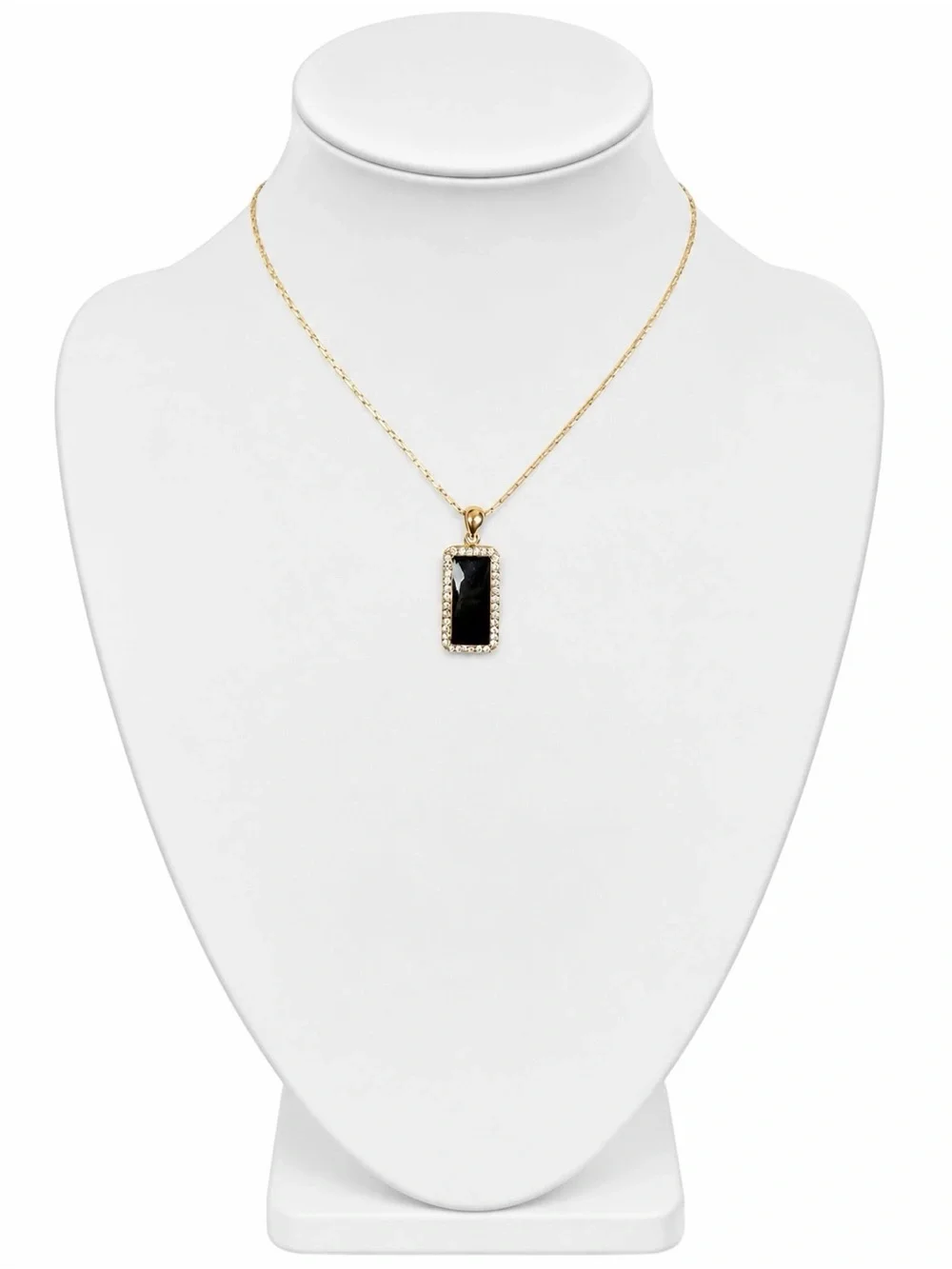 Vintage Gold-tone Necklace Black Enamel Rhinestone Pendant Y2K Coquette